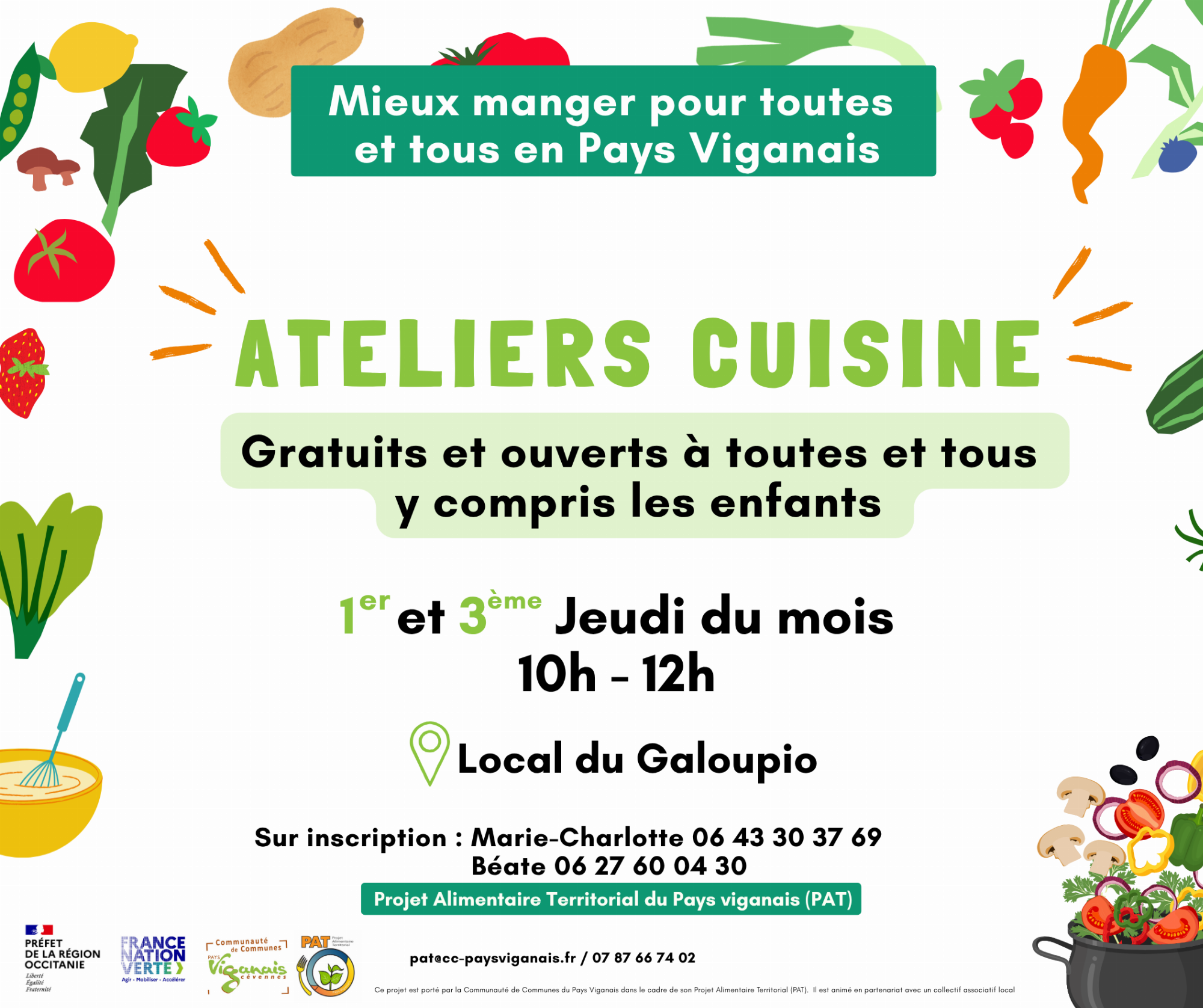 PAT : Ateliers cuisine gratuits et ouverts à toutes et tous (adultes et enfants)_Le Vigan